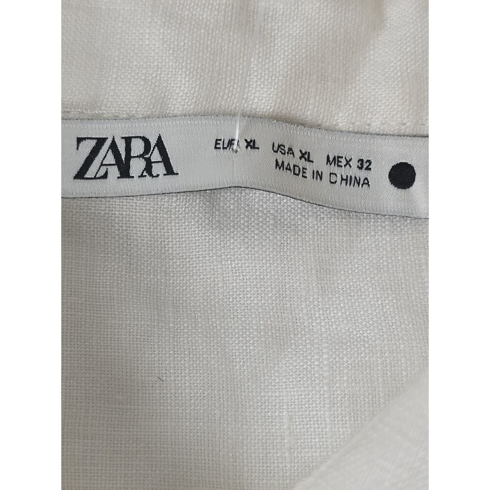 Zara Beaded Linen Button-Down Shirt. 100% linen. Size XL. - Picture 8 of 10